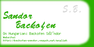 sandor backofen business card